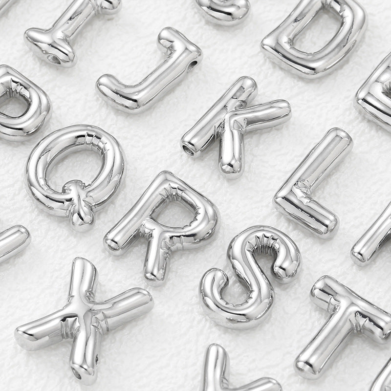 Platinum Plated Copper Bubble Letter Pendant Necklace
