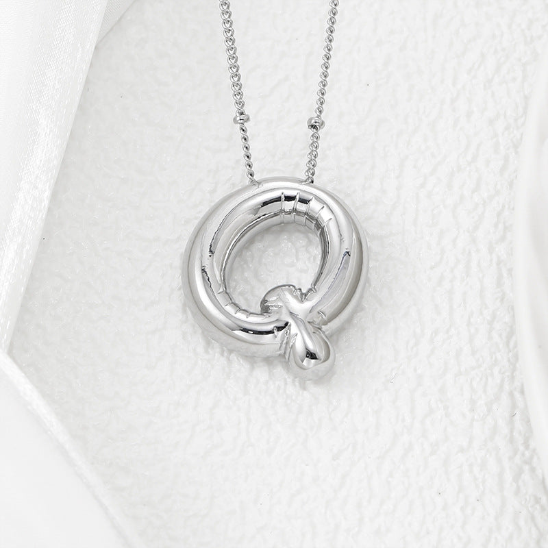 Platinum Plated Copper Bubble Letter Pendant Necklace