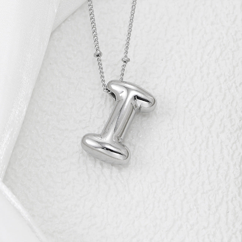 Platinum Plated Copper Bubble Letter Pendant Necklace