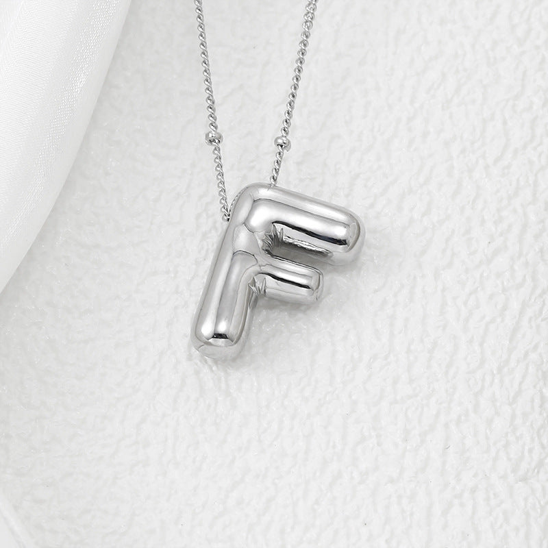 Platinum Plated Copper Bubble Letter Pendant Necklace