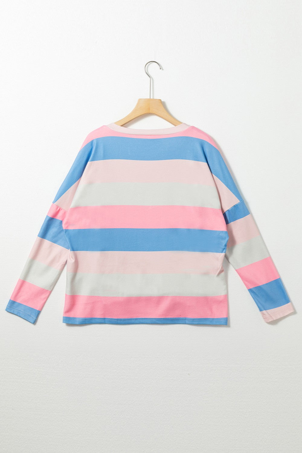 Color Block V-Neck Long Sleeve T-Shirt