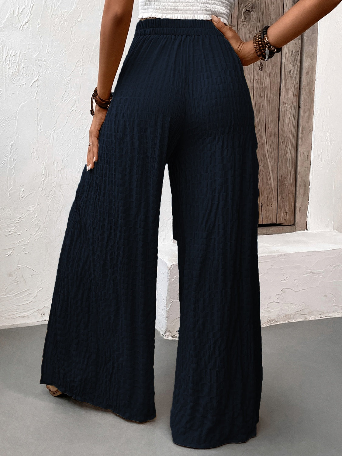 Tied Slit Wide Leg Pants