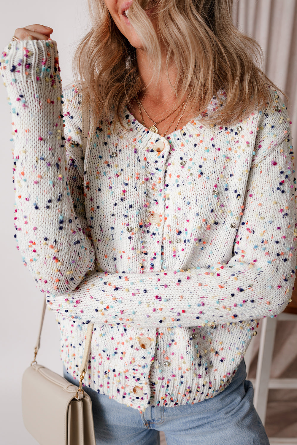 Aruba Blue Multicolor Confetti Sweater Cardigan