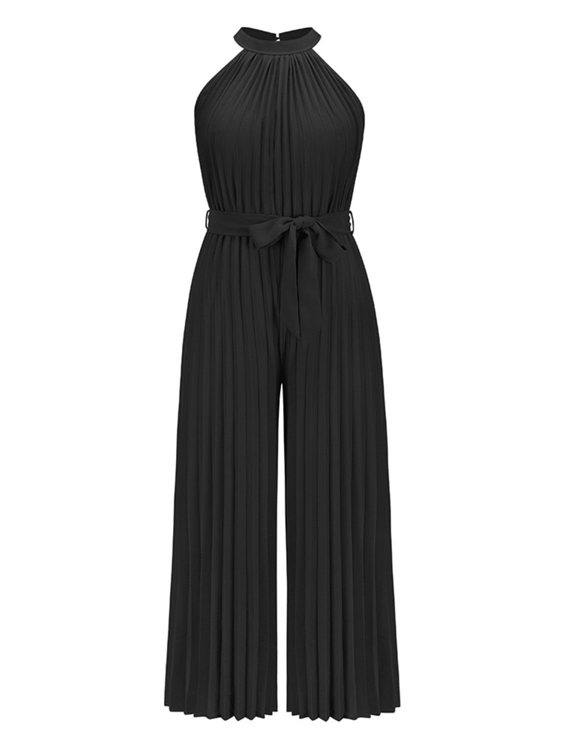 Cutout Tied Pleated Sleeveless Jumpsuit for Wedding or Party