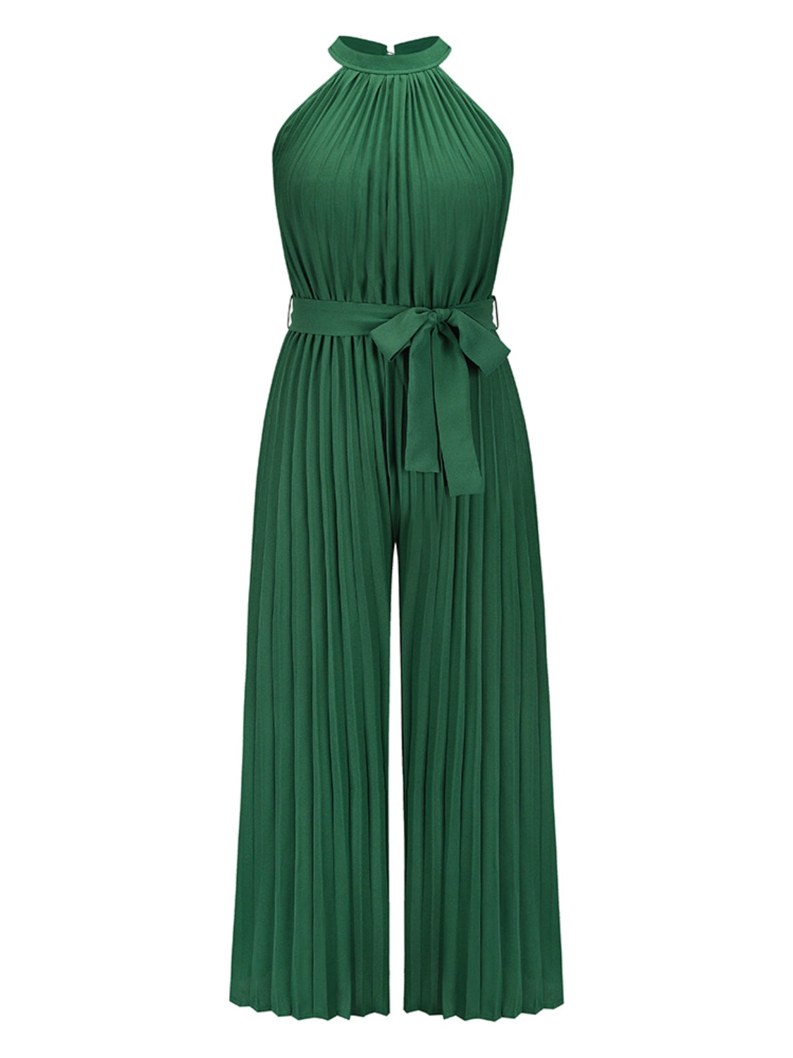 Cutout Tied Pleated Sleeveless Jumpsuit for Wedding or Party