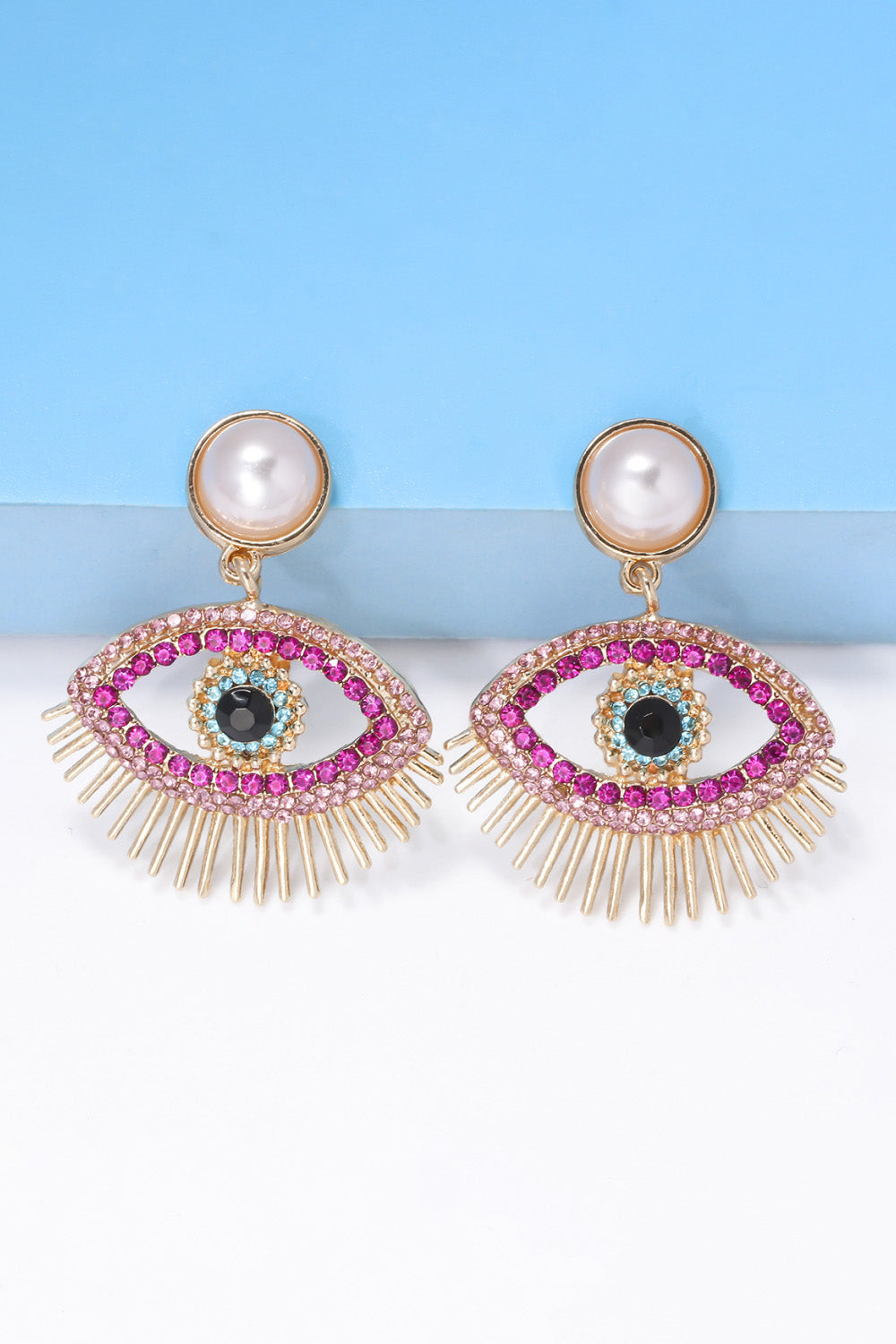 Evil Eye Shape Rhinestone Zinc Alloy Synthetic Dangle Earrings