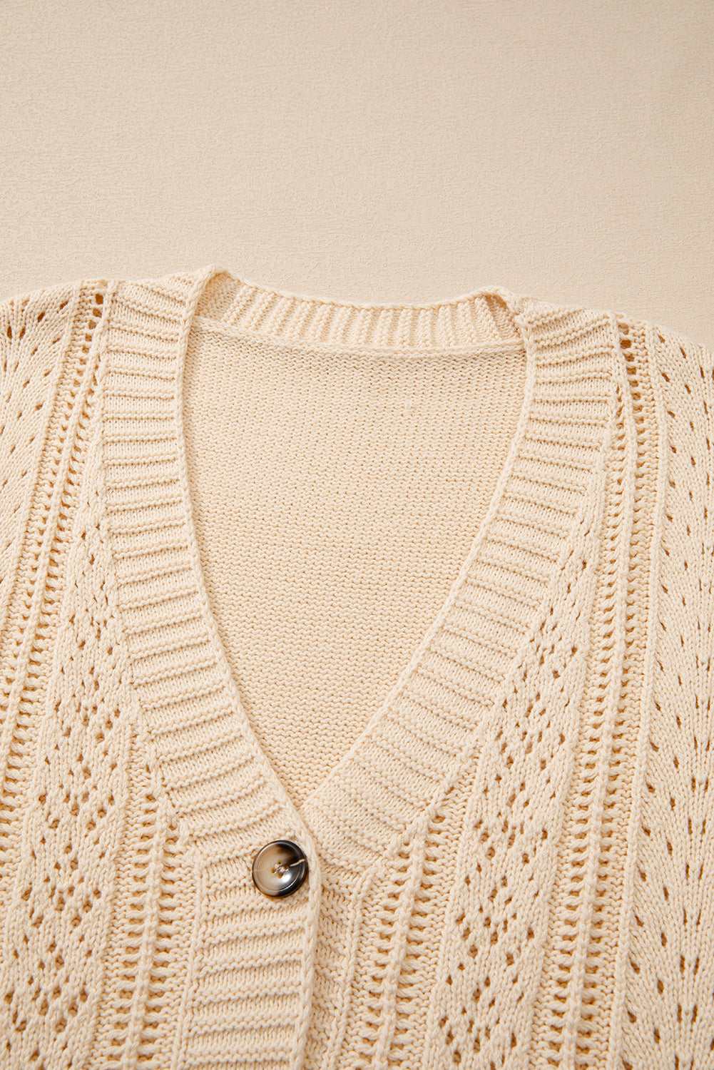 Dark Khaki Open Knit Drop Shoulder Sweater Cardigan