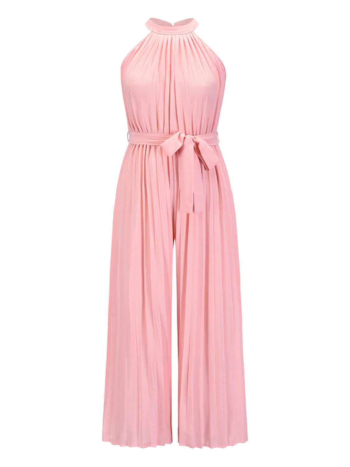 Cutout Tied Pleated Sleeveless Jumpsuit for Wedding or Party