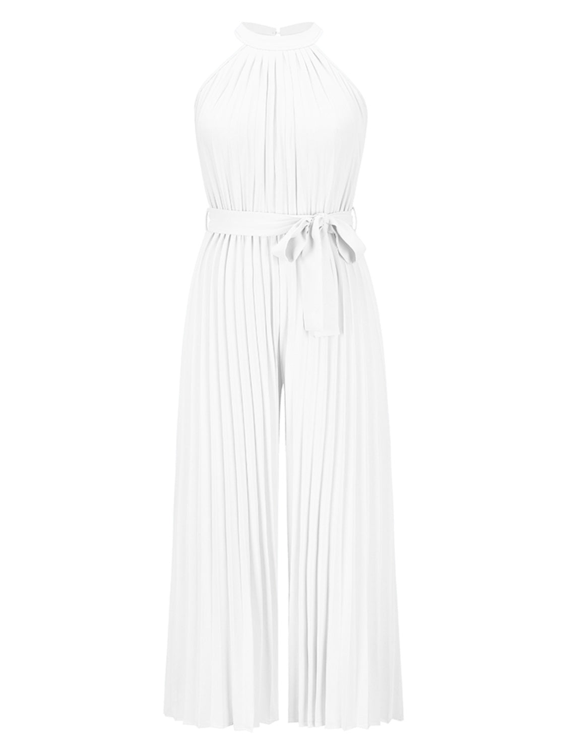 Cutout Tied Pleated Sleeveless Jumpsuit for Wedding or Party