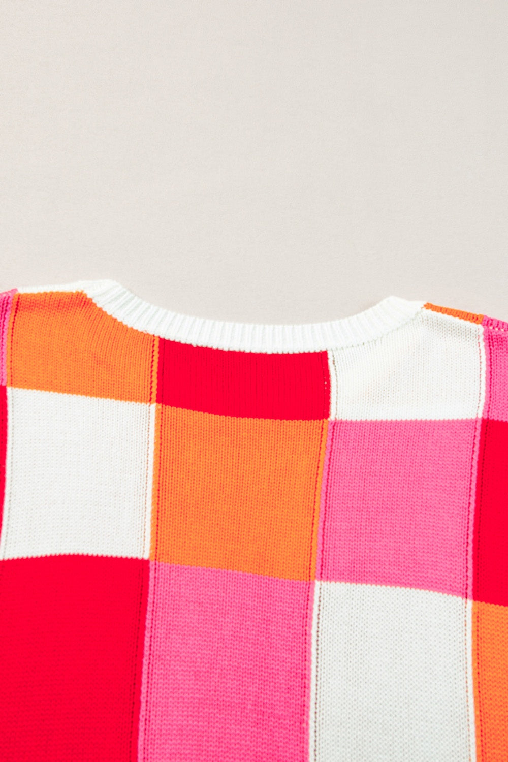 Color Block Round Neck Cap Sleeve Knit Top