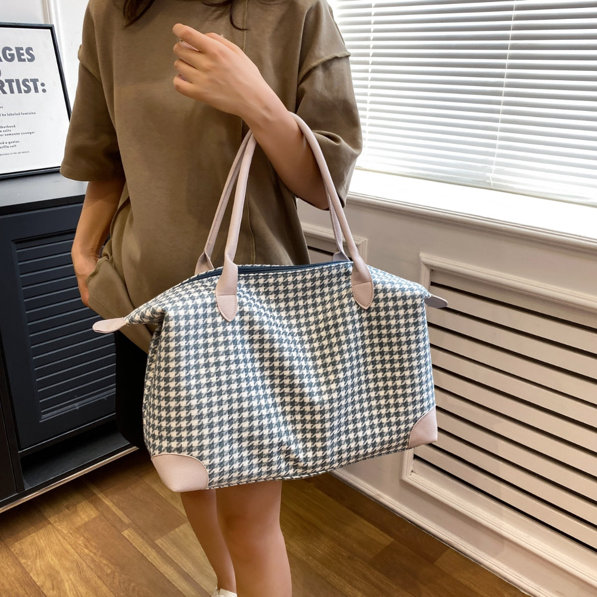 Houndstooth Canvas Travel Bag