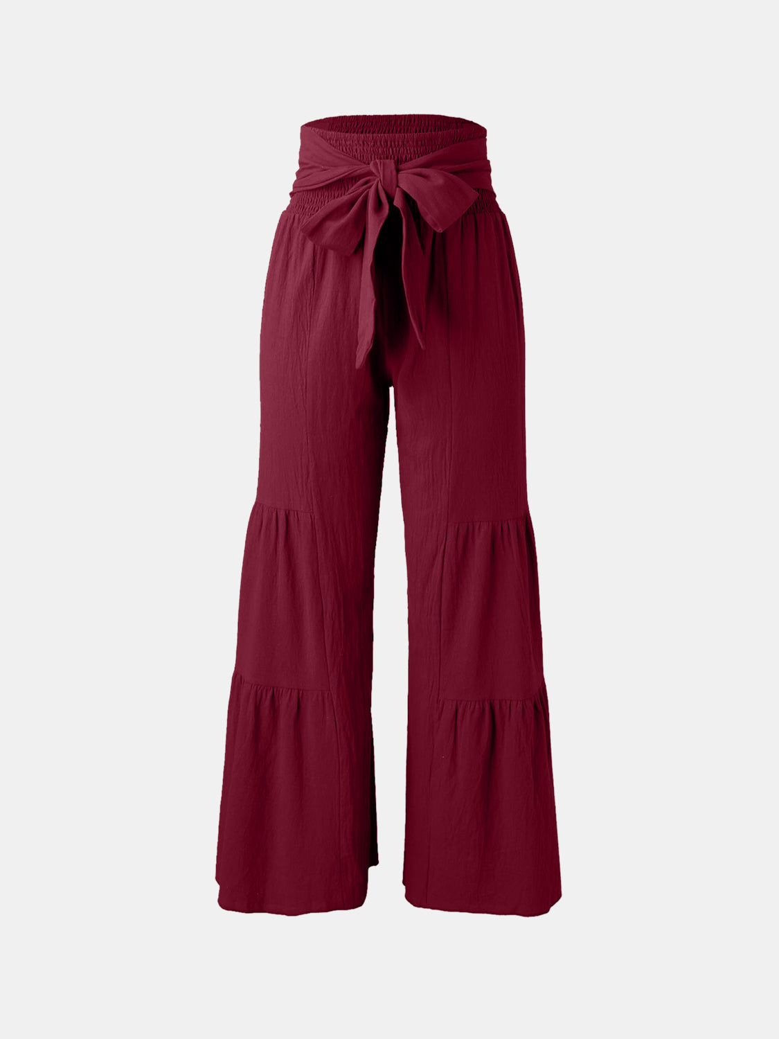 Tied Ruched Wide Leg Pants