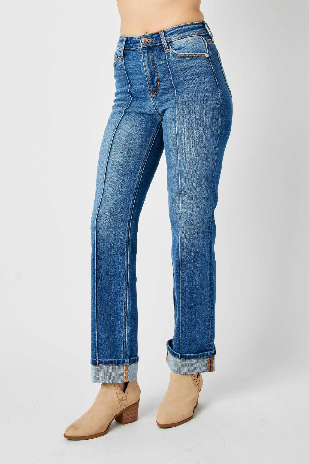 Judy Blue Full Size High Waist Front Seam Detail Straight Jeans