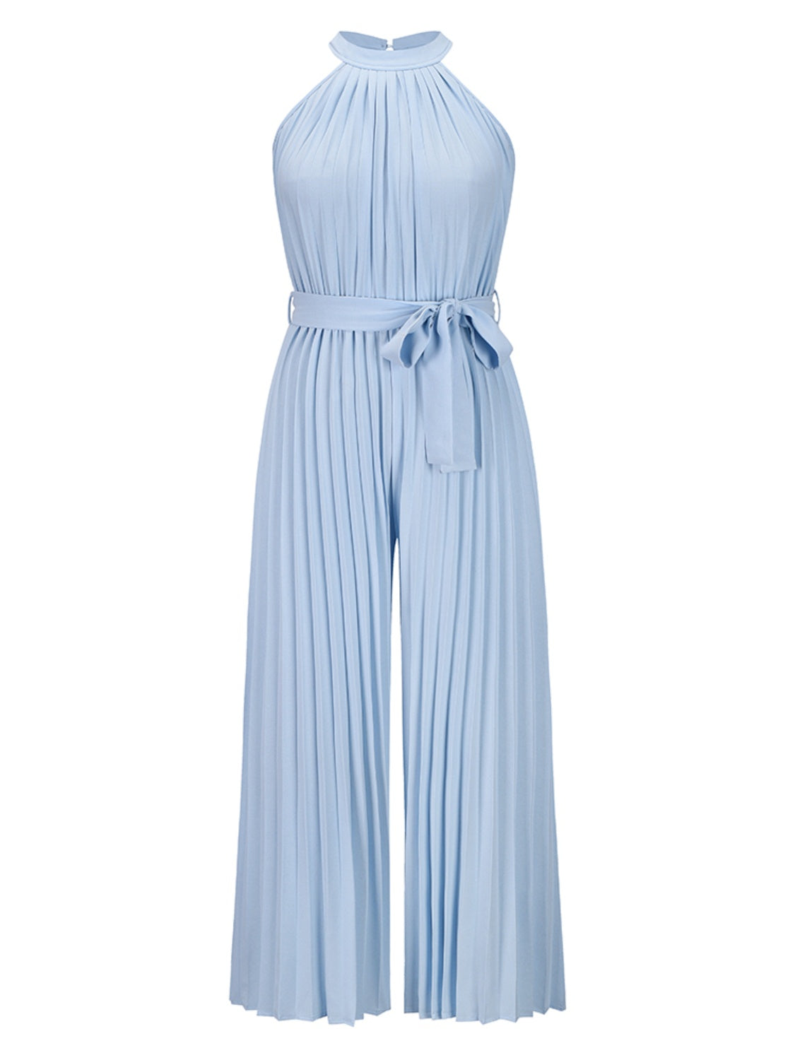 Cutout Tied Pleated Sleeveless Jumpsuit for Wedding or Party